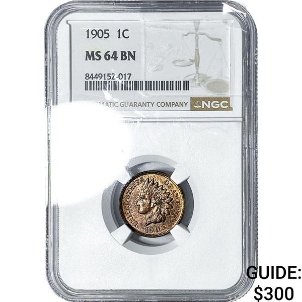 1905 Indian Head Cent NGC MS64 BN