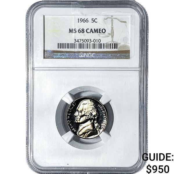1966 Jefferson Nickel NGC MS68 Cameo
