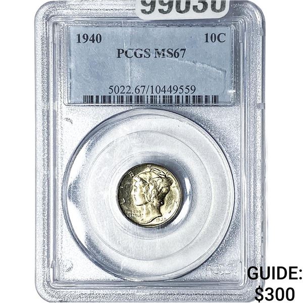 1940 Mercury Silver Dime PCGS MS67