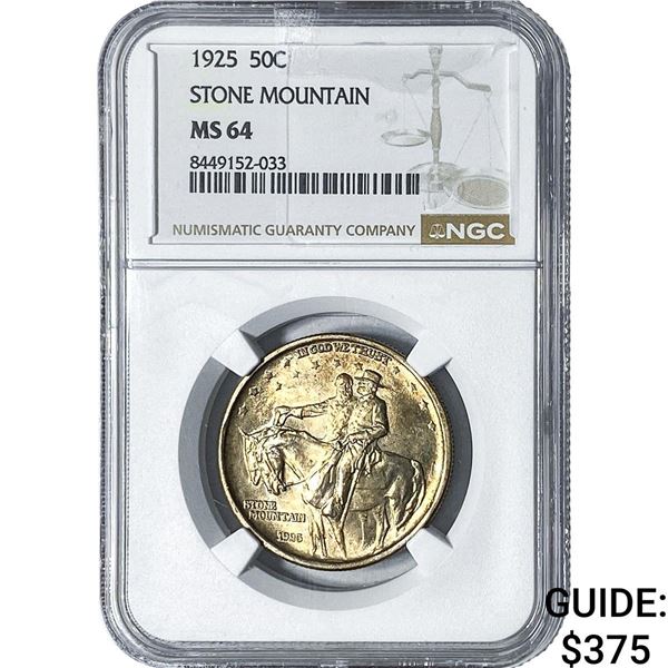1925 Stone Mountain Half Dollar NGC MS64