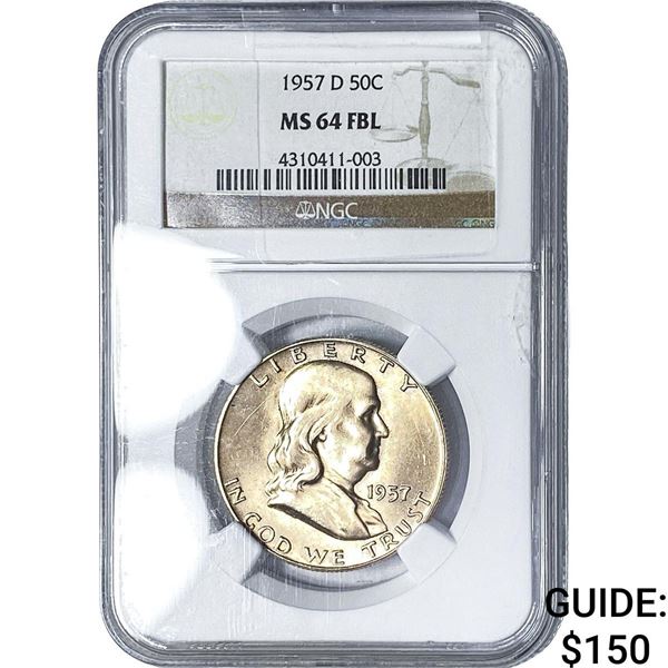 1957-D Franklin Half Dollar NGC MS64 FBL