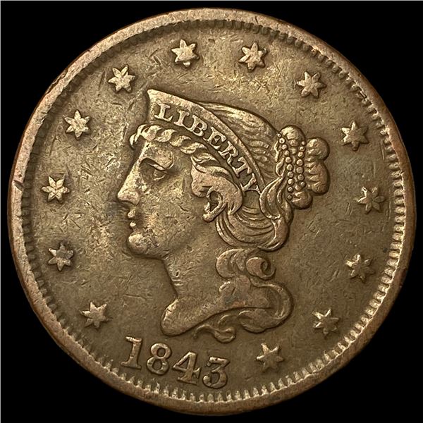 1843 Braided Hair Large Cent CLOSELY UNCIRCULATED