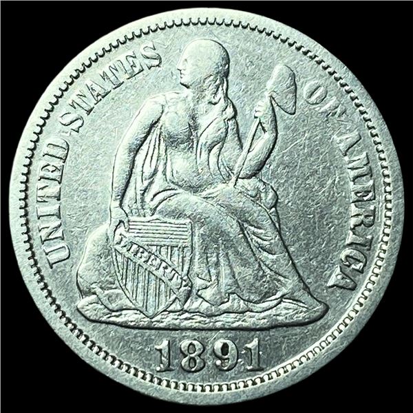 1891-O Silver Seated Liberty Dime CLOSELY UNCIRCULATED
