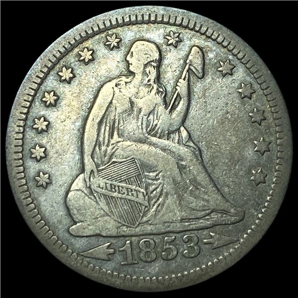 1853 Arrows Seated Liberty Quarter NEARLY UNCIRCULATED