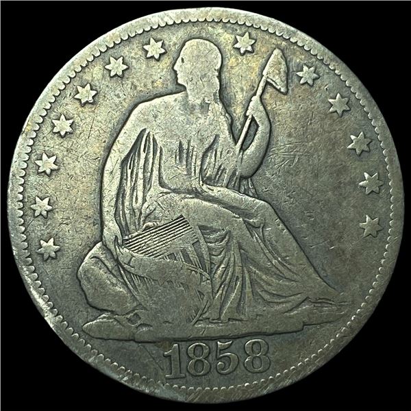1858 Seated Liberty Half Dollar LIGHTLY CIRCULATED