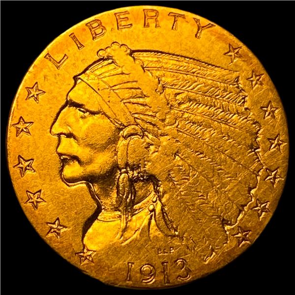 1913 Indian Head Gold $2.50 Quarter Eagle CLOSELY UNCIRCULATED