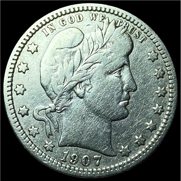 1907 Barber Silver Quarter CHOICE AU