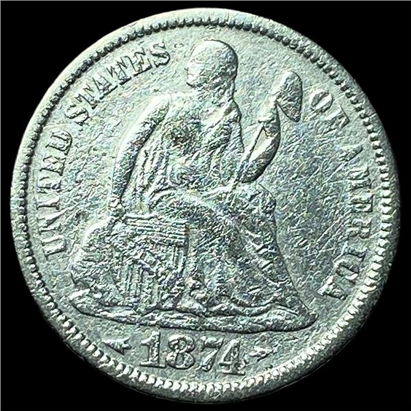 1874-S Silver Seated Liberty Dime CLOSELY UNCIRCULATED