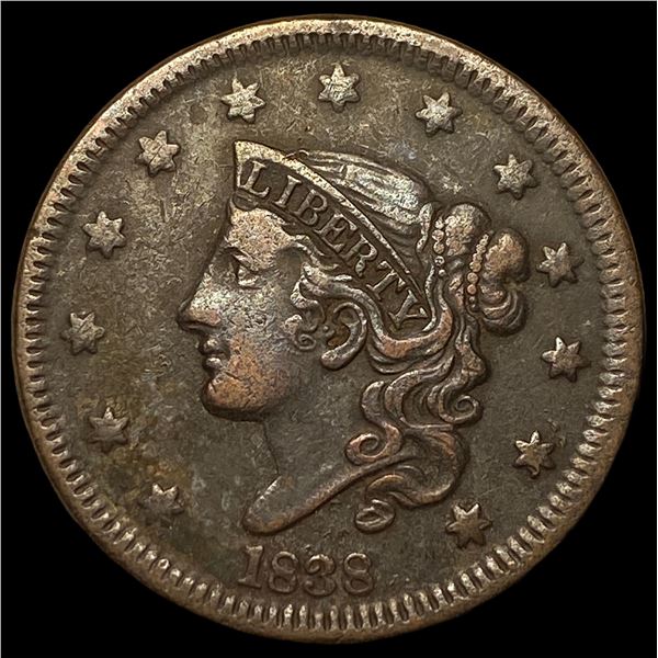 1838 Coronet Head Large Cent CHOICE AU