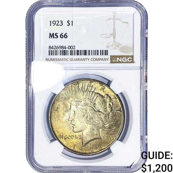 1923 Silver Peace Dollar NGC MS66