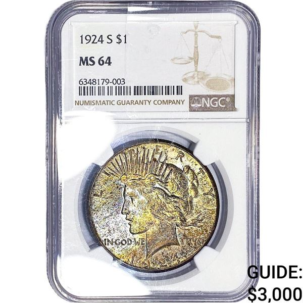 1924 Silver Peace Dollar NGC MS64
