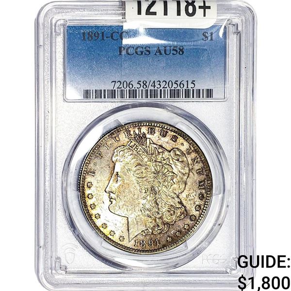 1891-CC Morgan Silver Dollar PCGS AU58 Spitting Eagle