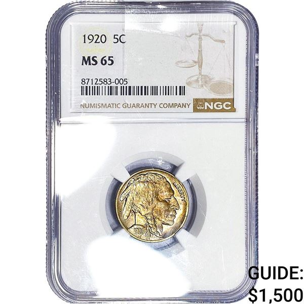 1920 Buffalo Nickel NGC MS65