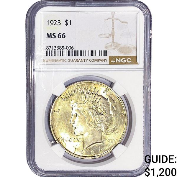 1923 Silver Peace Dollar NGC MS66
