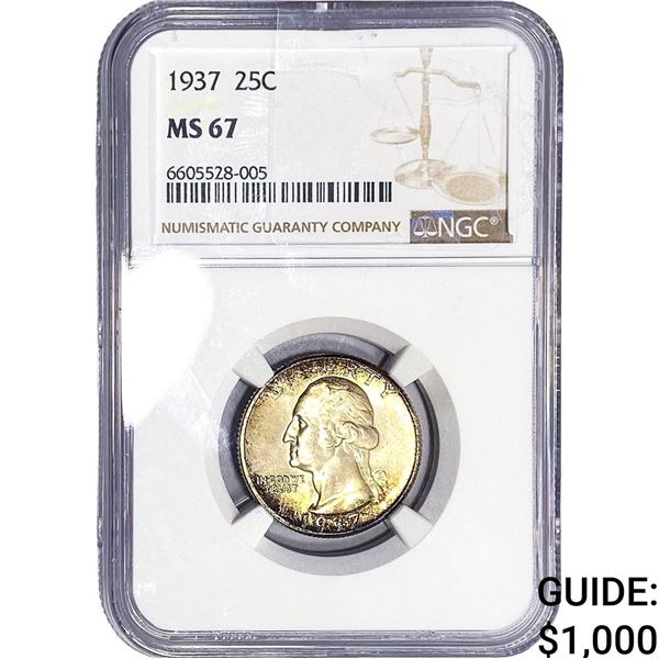 1937 Washington Silver Quarter NGC MS67
