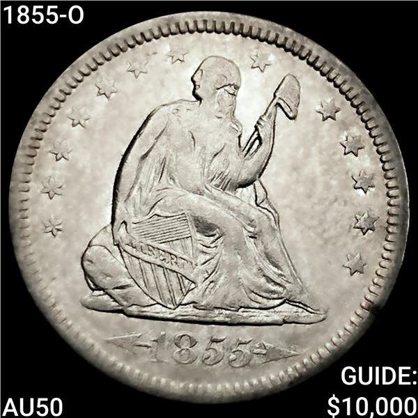 1855-O Seated Liberty Quarter CLOSELY UNCIRCULATED