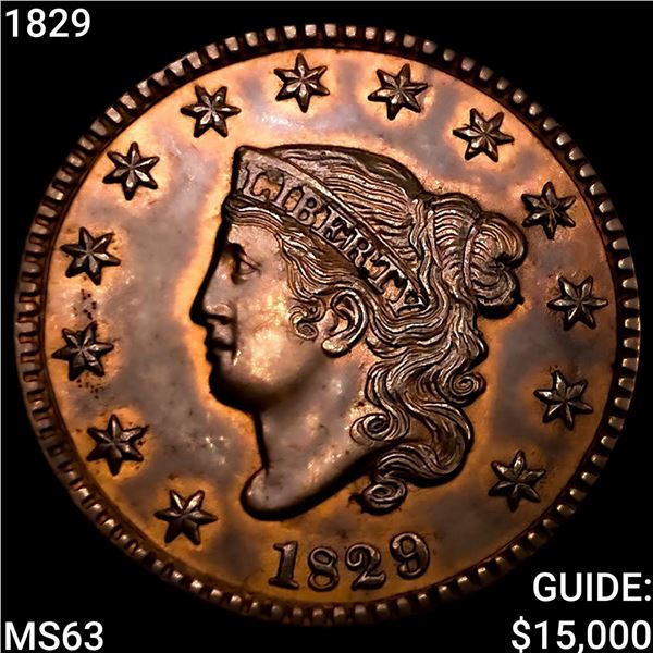 1829 Coronet Head Large Cent CHOICE BU
