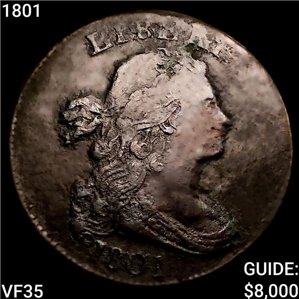 1801 Draped Bust Large Cent ABOUT UNCIRCULATED