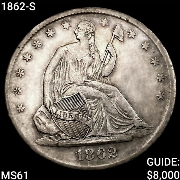 1862-S Seated Liberty Half Dollar UNCIRCULATED