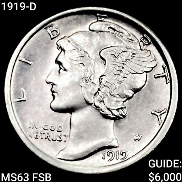 1919-D Mercury Dime CHOICE BU FSB
