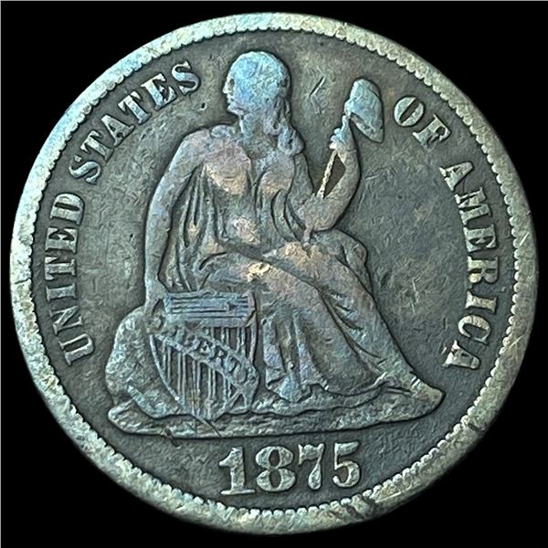 1875-CC Silver Seated Liberty Dime LIGHTLY CIRCULATED