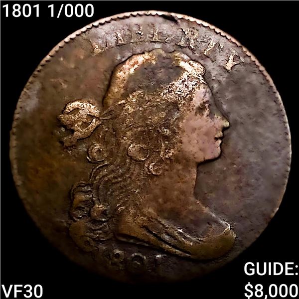 1801 1/000 Draped Bust Large Cent LIGHTLY CIRCULATED