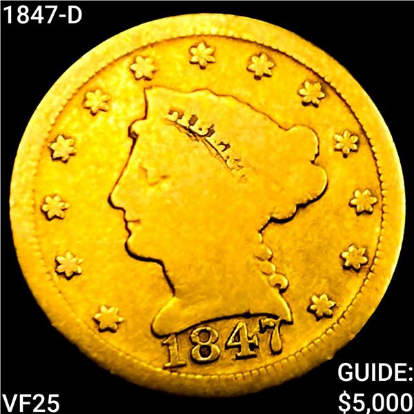1847-D $2.50 Gold Quarter Eagle LIGHTLY CIRCULATED