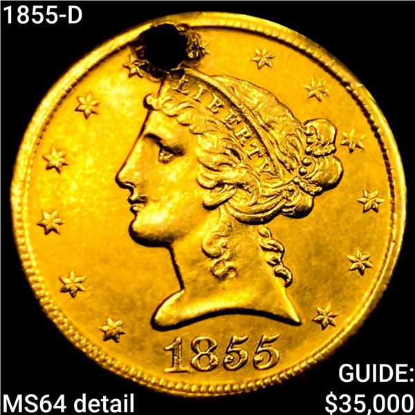 1855-D $5 Gold Half Eagle CHOICE BU