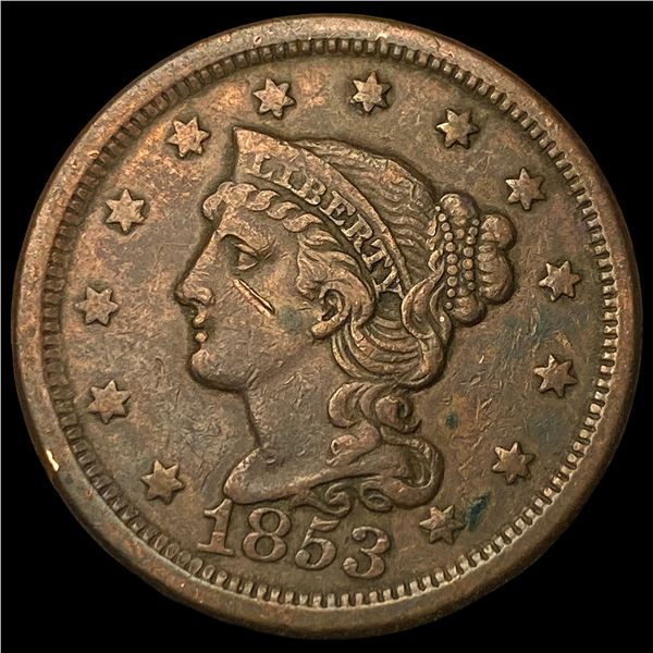 1853 Braided Hair Large Cent NEARLY UNCIRCULATED