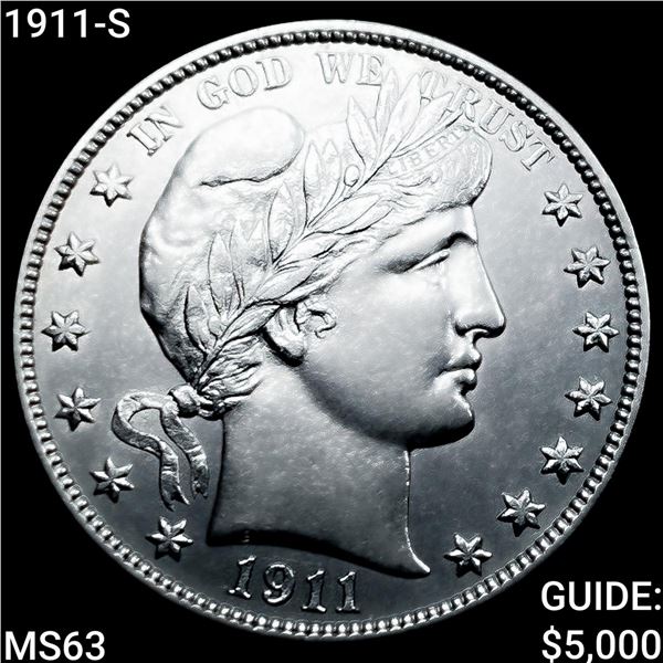 1911-S Barber Half Dollar CHOICE BU