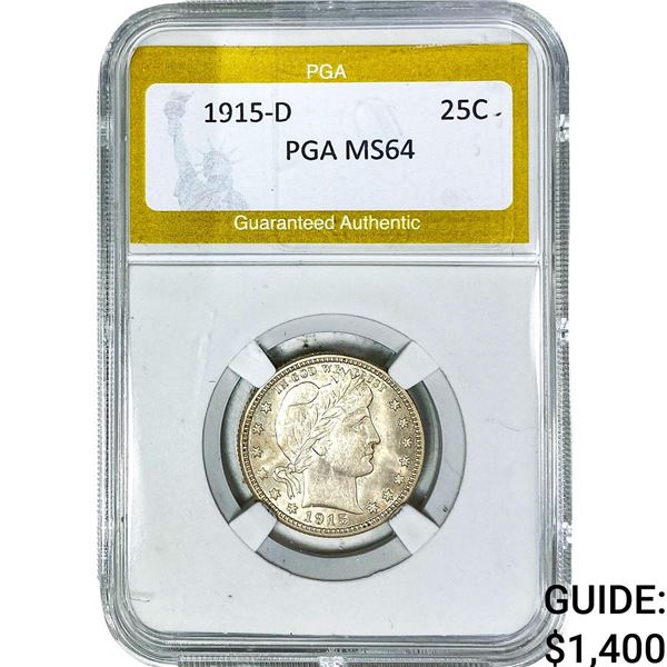 1915-D Barber Quarter PGA MS64