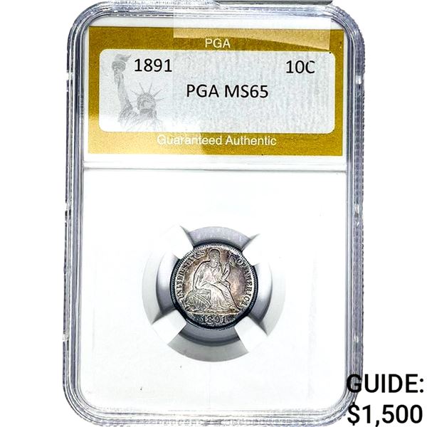 1891 Seated Liberty Dime PGA MS65