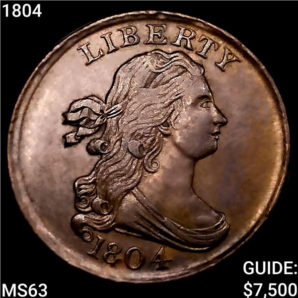 1804 Draped Bust Half Cent CHOICE BU