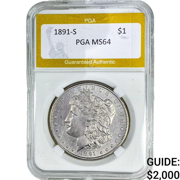 1891-S Morgan Silver Dollar PGA MS64