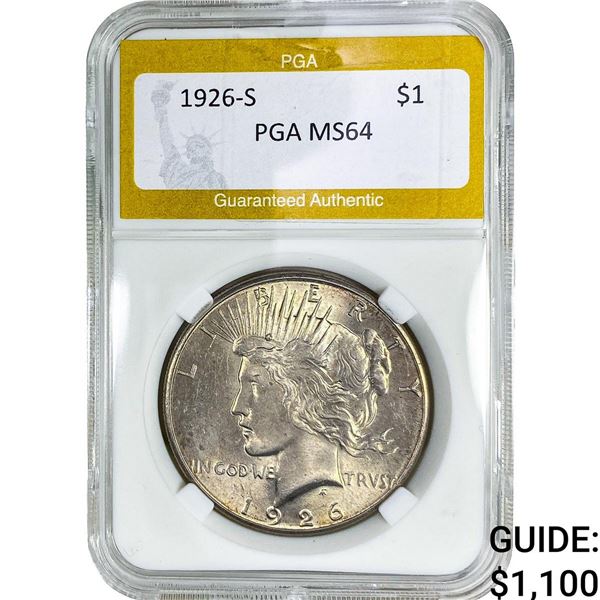 1926-S Silver Peace Dollar PGA MS64