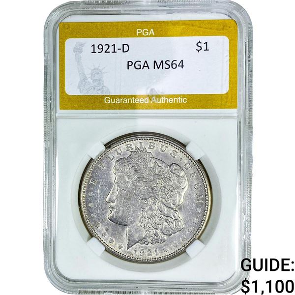 1921-D Morgan Silver Dollar PGA MS64