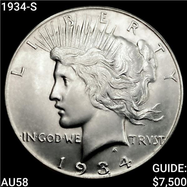 1934-S Silver Peace Dollar CHOICE AU