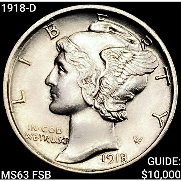 1918-D Mercury Dime CHOICE BU FSB