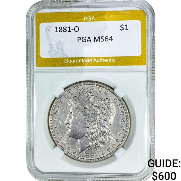 1881-O Morgan Silver Dollar PGA MS64