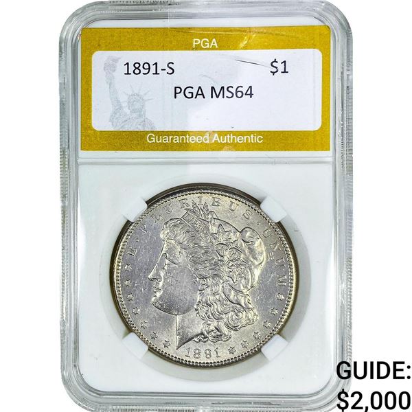 1891-S Morgan Silver Dollar PGA MS64