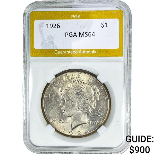1926 Silver Peace Dollar PGA MS64
