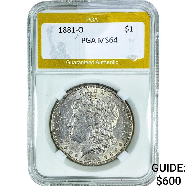 1881-O Morgan Silver Dollar PGA MS64