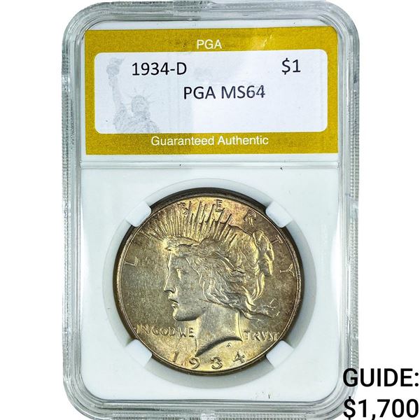 1934-D Silver Peace Dollar PGA MS64