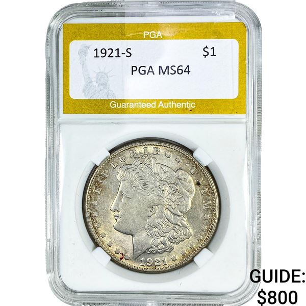 1921-S Morgan Silver Dollar PGA MS64