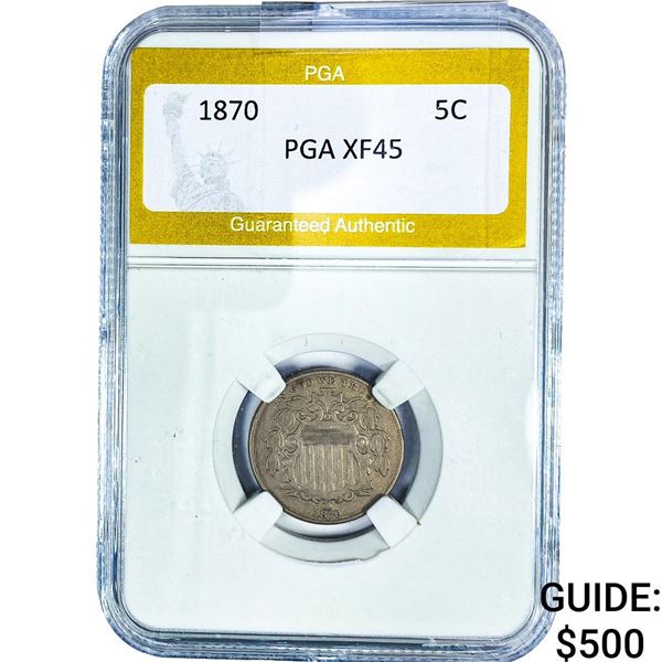 1870 Shield Nickel PGA XF45