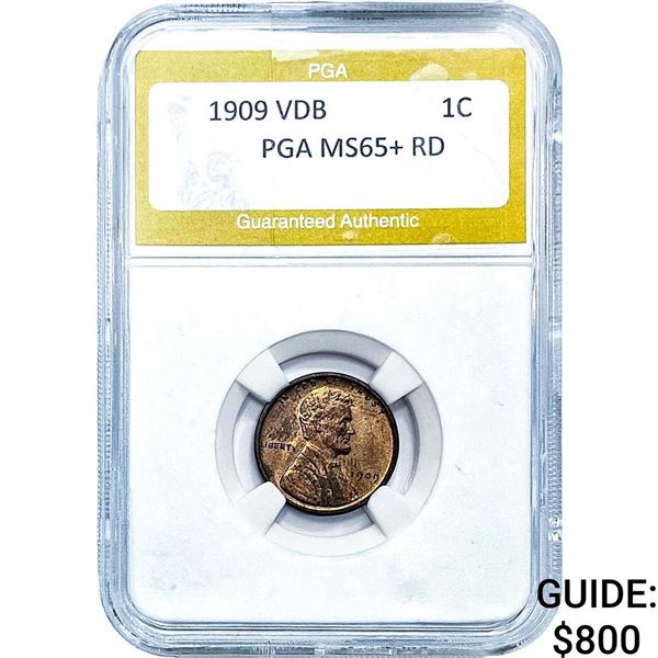 1909 VDB Wheat Cent PGA MS65+ RD
