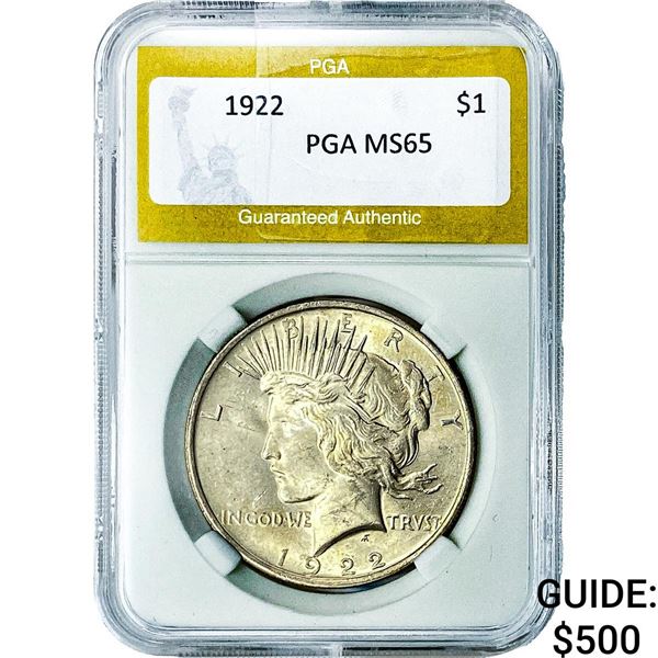 1922 Silver Peace Dollar PGA MS65