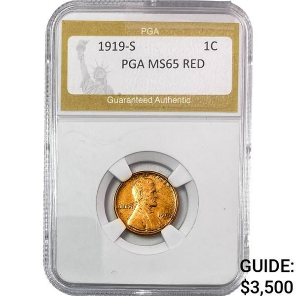 1919-S Wheat Cent PGA MS65 RED
