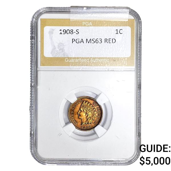 1908-S Indian Head Cent PGA MS63 RED