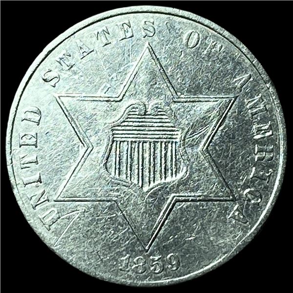 1859 Silver Three-Cent Piece CLOSELY UNCIRCULATED